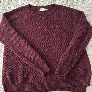 Time and Tru Maroon Textured Sweater